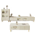 Solid wood coffee table tv cabinet french cream style for home living room floor-standing coffee table tv cabinet modern normcore style side cabinet