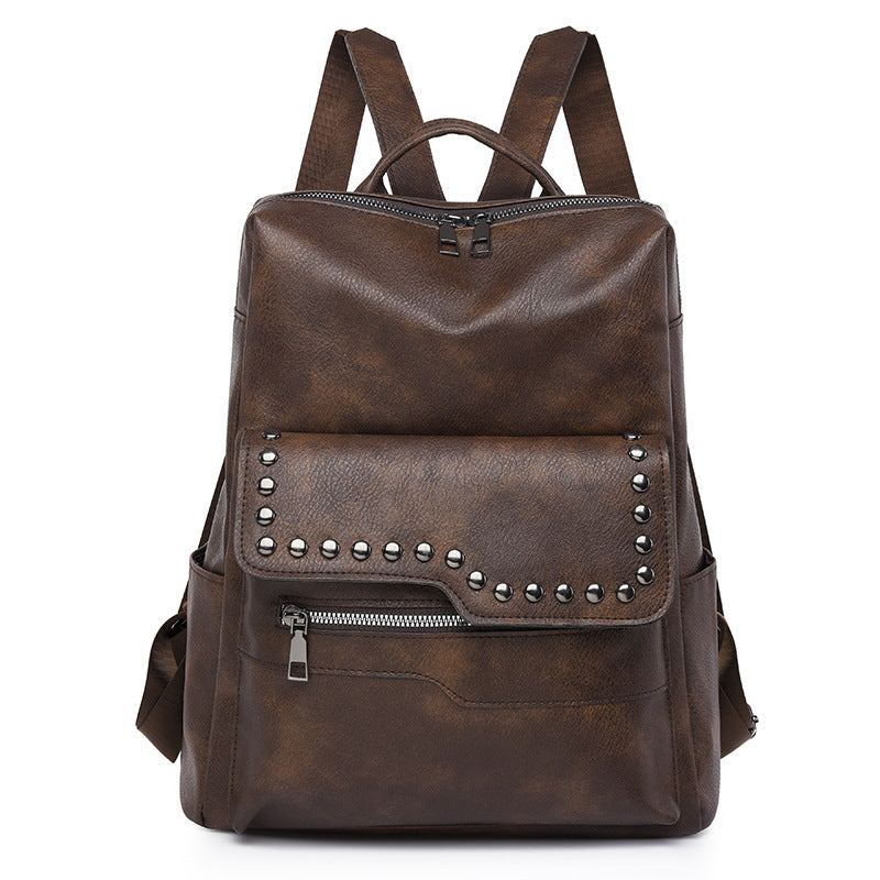 Bag Women's 2025 New Retro Versatile Backpack Women's Soft Leather College Student Backpack Premium Sense Going Out Backpack