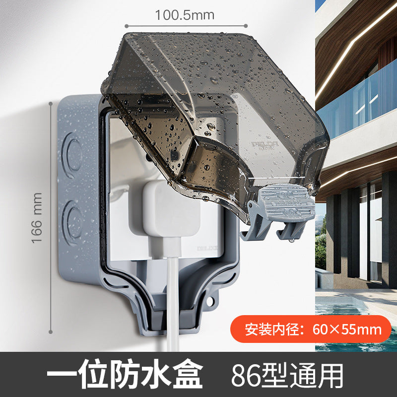 Delixi waterproof box outdoor splash-proof box type 86 surface-mounted outdoor socket protective cover bathroom deepening IP66 grade