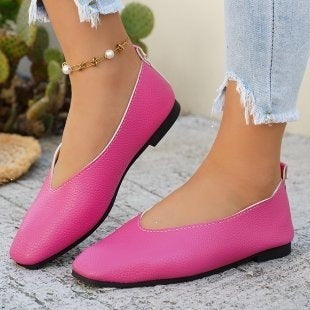 plus sizeflats women's casualretro style spring summer new arrivalpure colorplus sizedoudou small leather shoes wholesale