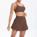 new cloud-soft brushed camisole bra with beautiful back design, casual running fitness short skirt yoga outfit set for women