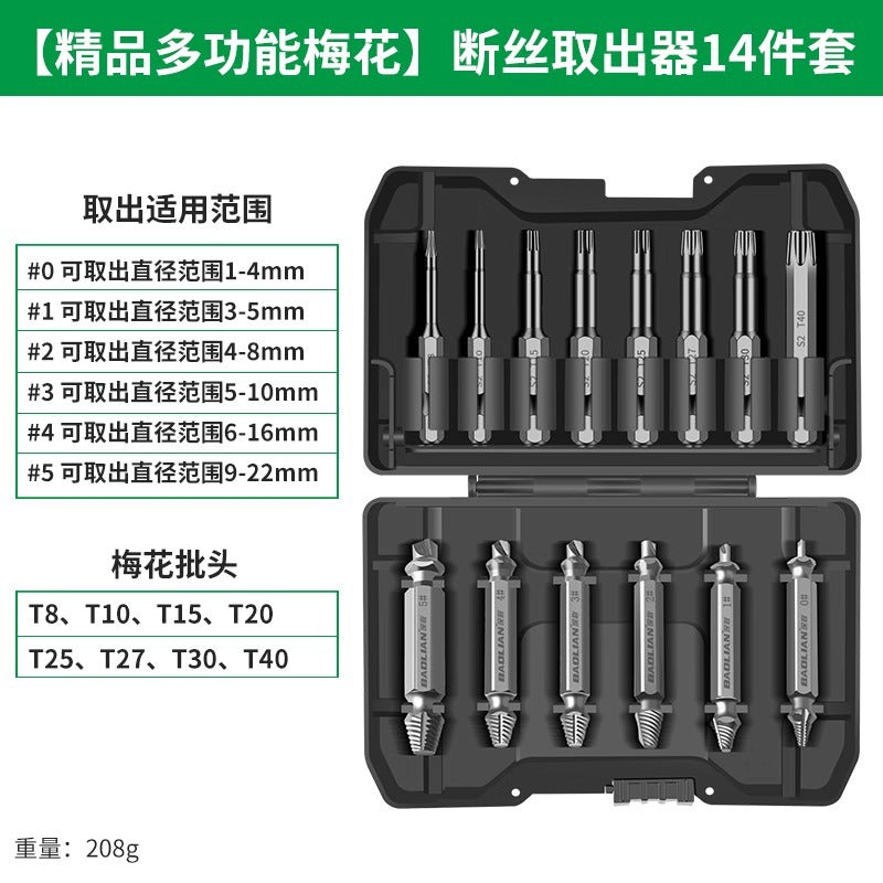 Broken wire extractor, broken screw head extractor, handy gadget, sliding wire, reverse thread taper, special wire extractor, rusty wire tap removal
