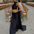 women's summer new arrivals: cross-border european & american fashion, elegant banquet gowns, solid color off-the-shoulder dresses