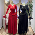 European and american cross-border women's fashion:  summer new arrival - elegant round neck flared sleeve ruffle trim pleated dress