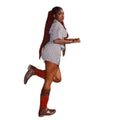 European and american cross-border african women's clothing  summer new fashion plaid pleated short-sleeve shirt and high-waisted shorts set