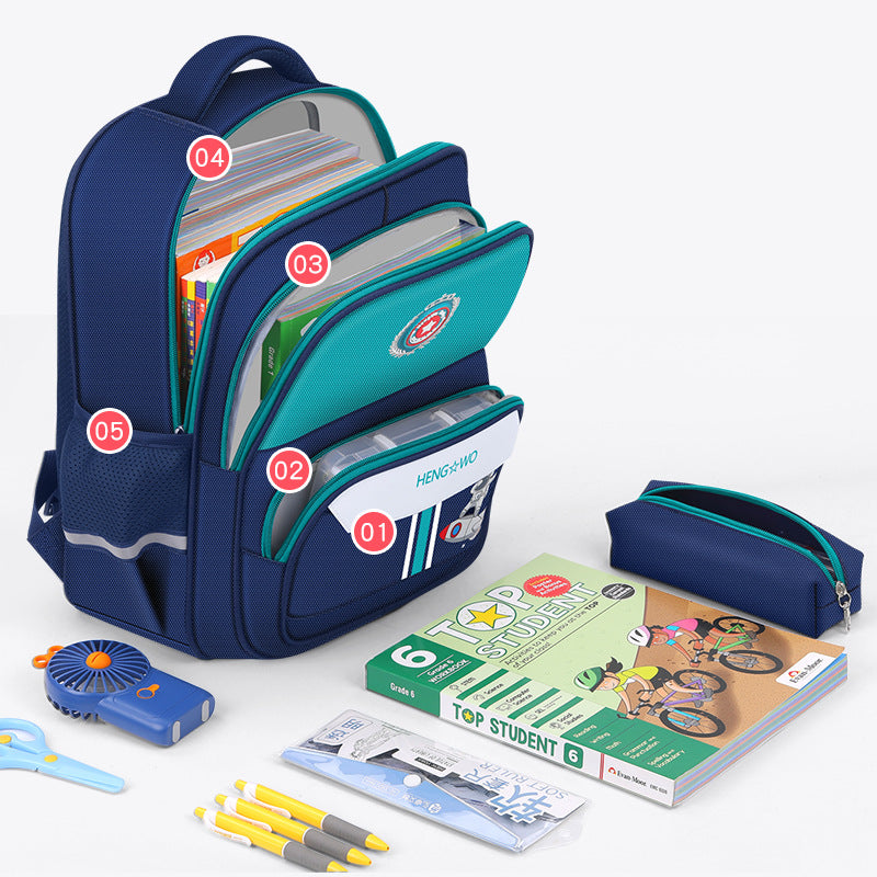 Kids' backpack set (2-piece): grades 3-6 elementary school backpack - dropshipping available, lightweight, spine-protecting, and load-reducing