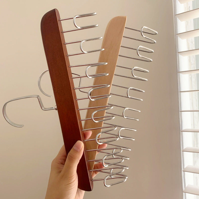 Solid wood clothes hanger intimates vest wooden storage rack tie hanging multi-function hook clothing store clothes drying rack wholesale