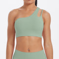 Asymmetrical one-shoulder yoga bra - barely-there sports bra with irregular straps - running & fitness tank top for women