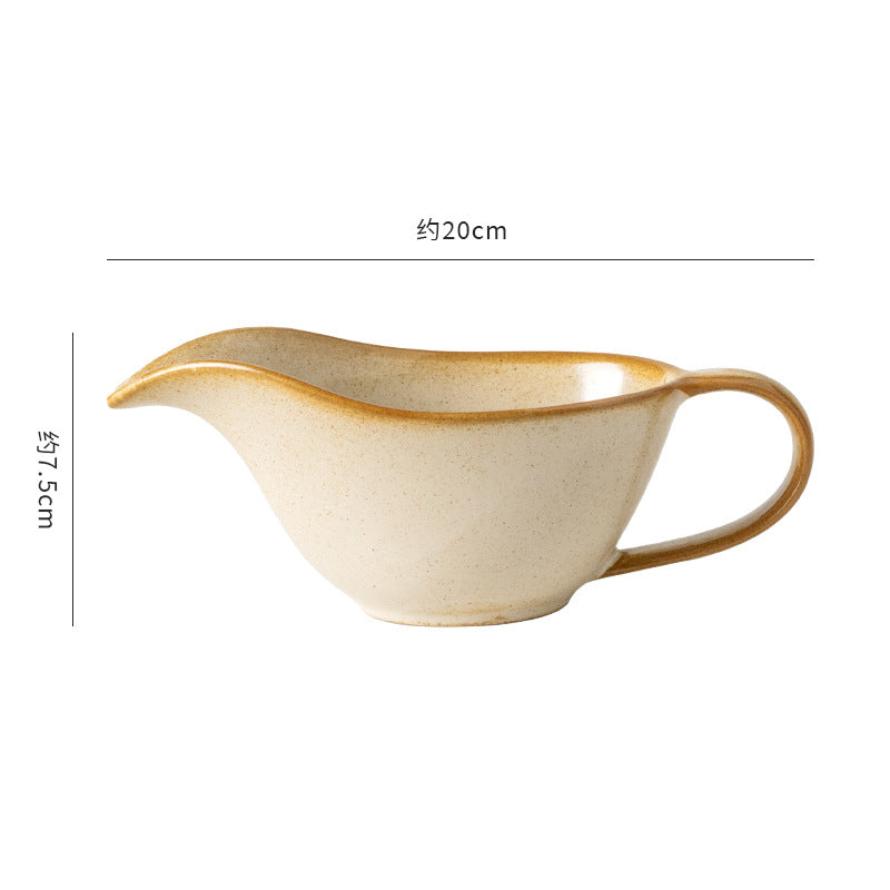 Retro ceramic sauce boat western food steak juice bucket cup teppanyaki black pepper tomato juice ceramic handle cup seasoning