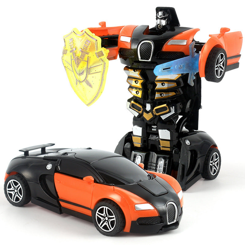 Kids' impact-activated transforming inertia car - boys' toy, impact-transforming sports car, racing car - wholesale for night market, park, and street vendor goods