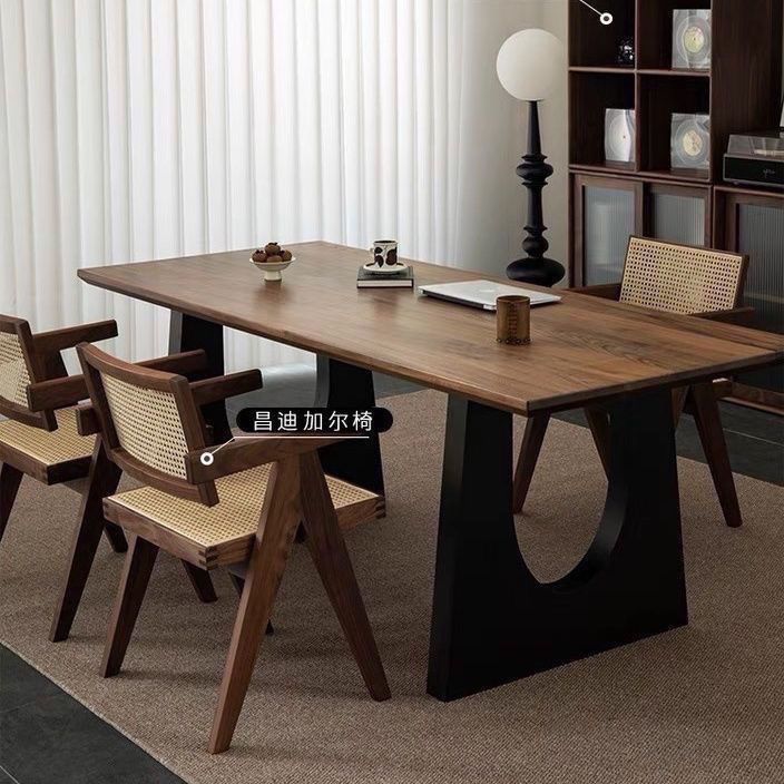 Walnut-colored living room desk, large workbench, large board dining desk, integrated conference desk, solid wood dining table