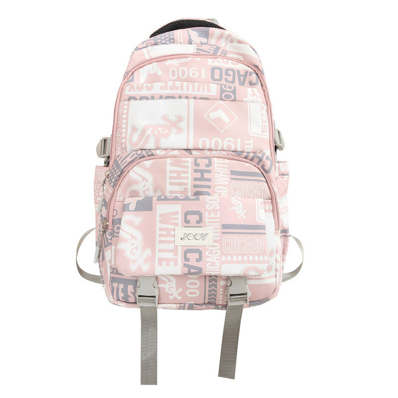 New large-capacity Korean version of middle school students, junior high school backpacks, men's fashion trend graffiti schoolbags, women's strong backpacks