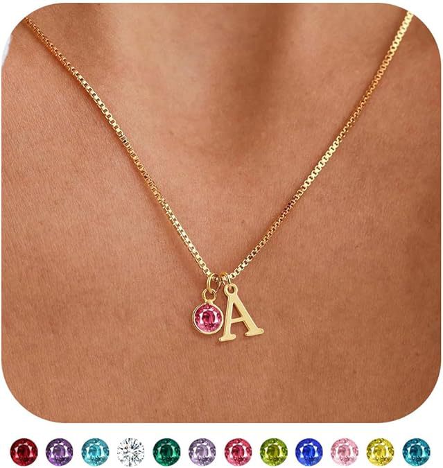 new arrival women's initial birthstone necklace fashion 14k gold-plated letter casualeasiest for match clavicle chain