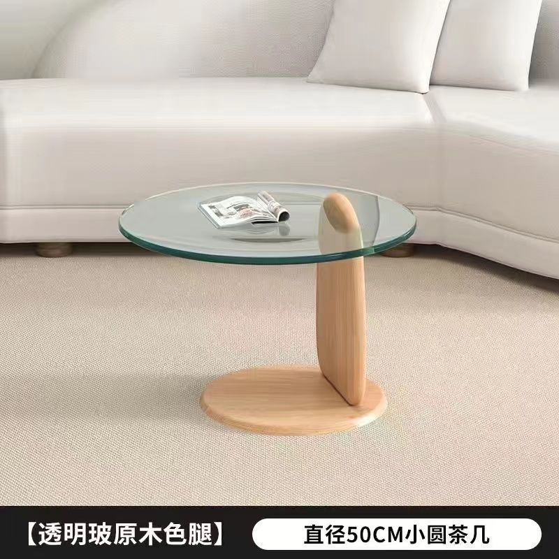 Tempered glass coffee table living room home round combination nordic popular style light luxury italian minimalist tea table small apartment