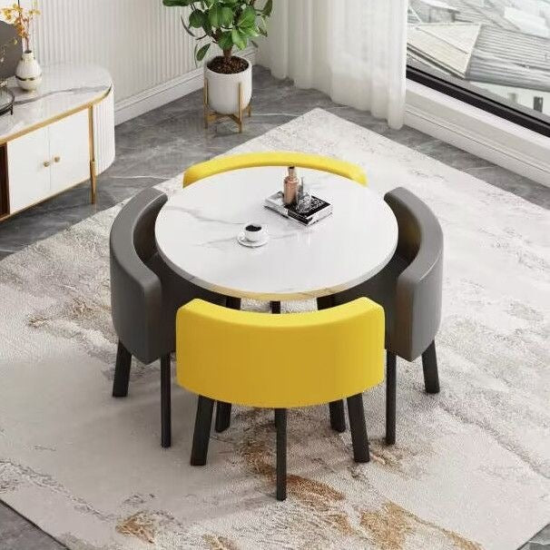 Scandinaviancasual negotiation table and chair combination commercial reception room imitation rock slab reception negotiation table in stock quick delivery dining table and chairs