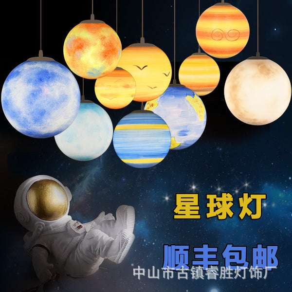 Internet celebrity planet chandelier luminous starry sky ceiling decorative light bar earth light planet moon light creative ball light