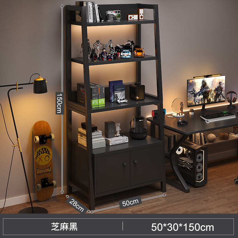 Shelf Floor-to-ceiling storage shelf Multi-layer bookshelf E-sports room Computer table Locker Wrought iron trapezoidal display shelf