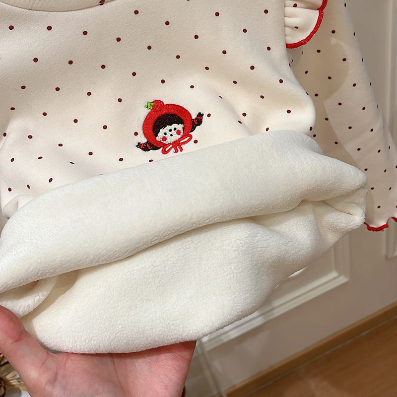 Pre-order: new autumn/winter korean style girls' fleece-lined thickened sweatshirt base layer top - trendy children's clothing for baby girls and kids