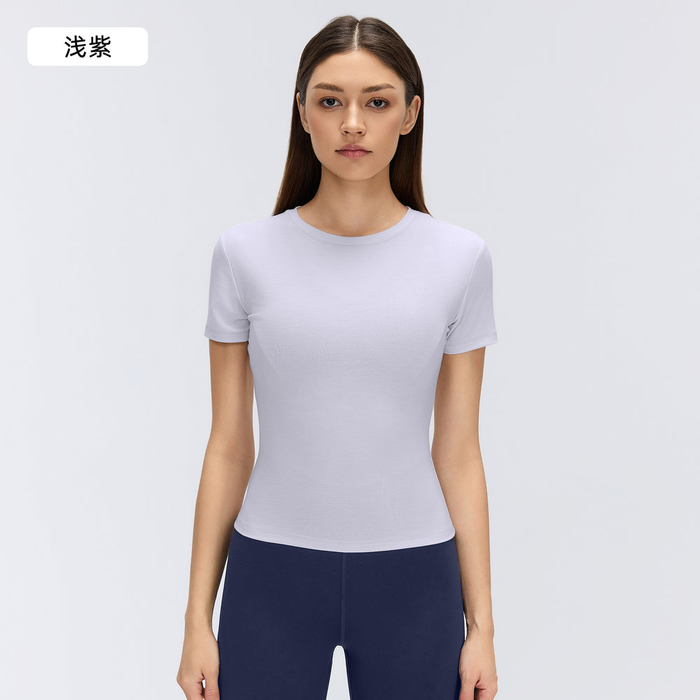 Women's summer quick-dry breathable yoga top - short sleeve crew neck casual running sports fitness t-shirt (model d26080)