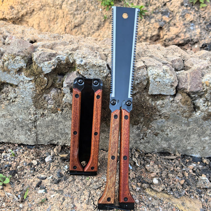 Blu-ray quenched sk5 steel dense tooth double-sided folding saw woodworking special hand saw household handheld woodworking saw