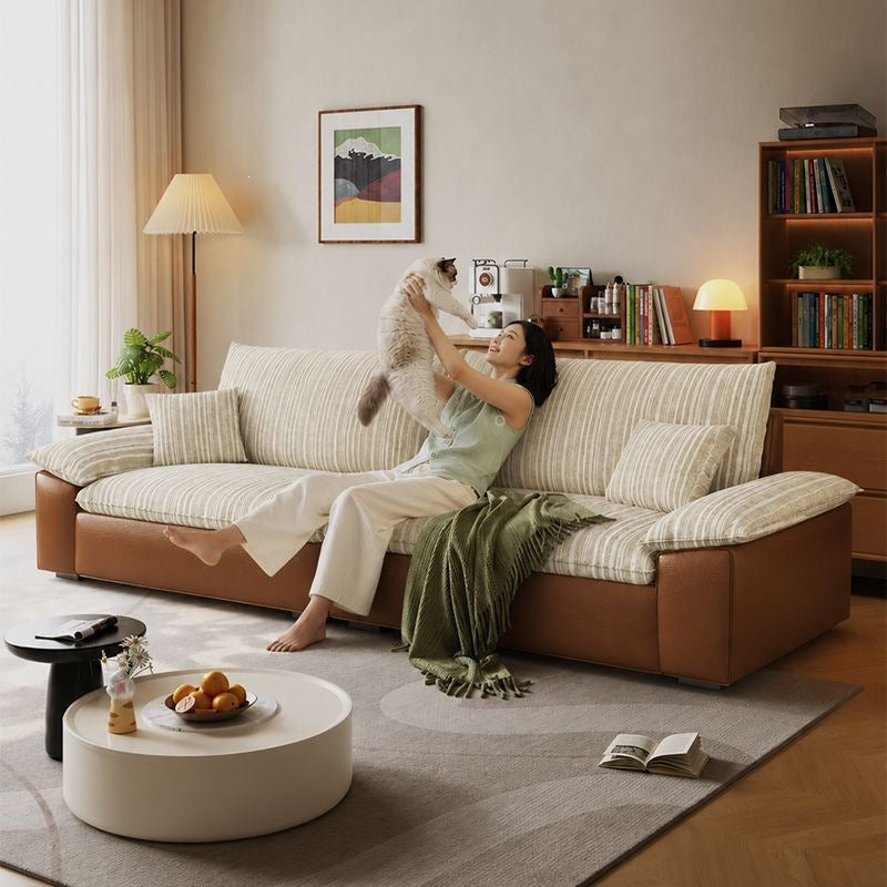 Double sofa retro style stripes chenille sailboat sofa living room small apartment three-person row fabric sofa
