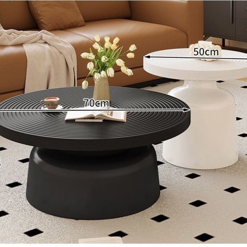 Wabi-sabi style coffee table, vintage-inspired living room coffee table, french retro designer piece, same style as seen in homes, small apartment round table