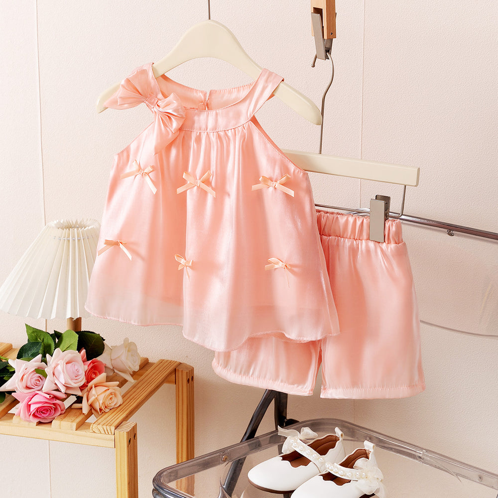 new product girl european and american style socialite suspender bow princess style + shorts loose suit