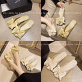 2025 new fashion flat fairy bowknot versatile closed-toe half-slipper women's summer outdoor wear all-match closed-toe sandals
