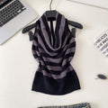 Pure desire style halter stripes tank top women's silmslimming lookeasiest for match sleeveless topssummer work clothing styleclassy suspender