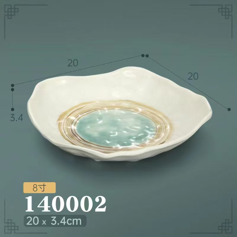 Melamine hot pot side dish plate beef plate imitation porcelain sushi plate korean style barbecue dish plate palace style hotel bowl and dish suit