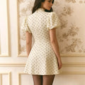 spring new women's collection: cross-border  fashion - elegant, figure-flattering polka dot dress with puff sleeves (suitable for us & european markets)