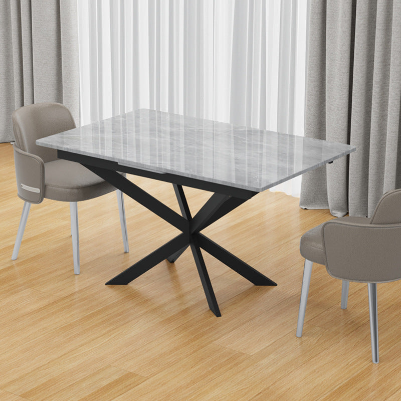 Factory direct rock slab dining table - nordic style casual rectangular dining table - carbon steel long table - modern minimalist dining table for small spaces