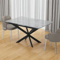 Factory direct rock slab dining table - nordic style casual rectangular dining table - carbon steel long table - modern minimalist dining table for small spaces