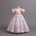 New wholesale children's dress, puff sleeve chiffon floral princess dress, girls' birthday dress, kids dress