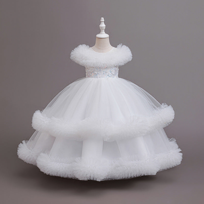 Fashionexportnew arrivalgirl princess dress stage performance baby girl birthday puff cake skirt kids dress