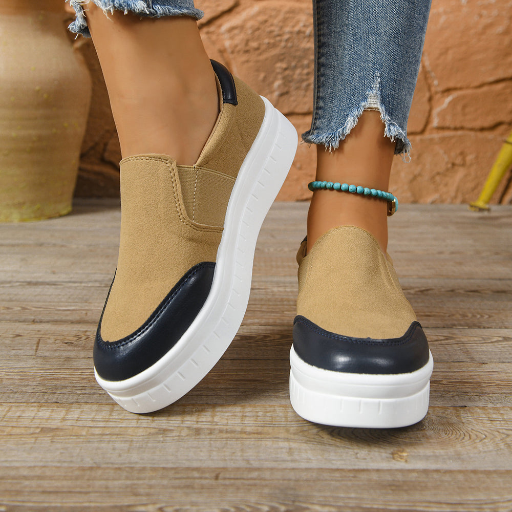 Amazon cross-border plus size women's shoes:  autumn new collection - slip-on casual shoes, chunky sole, comfortable athletic-style flats