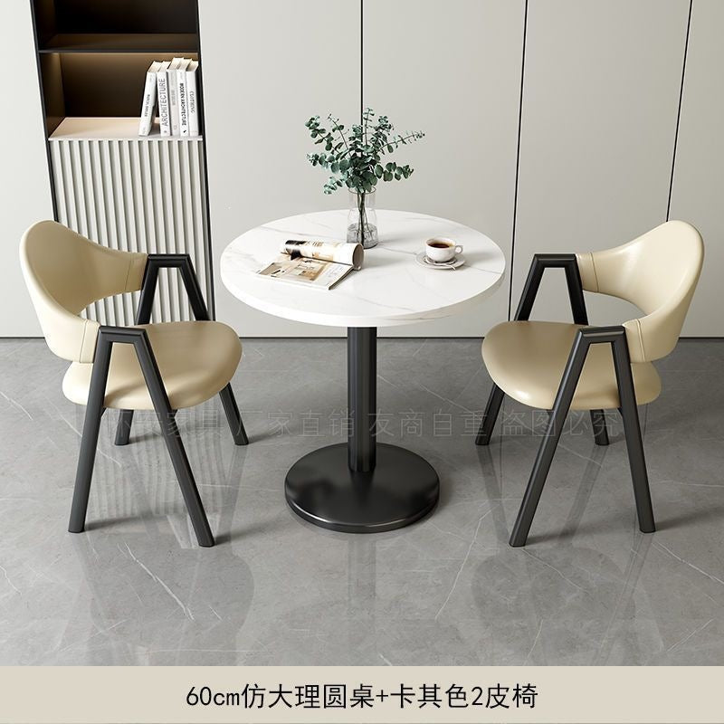 Minimalist modern negotiation table and chair set - perfect for bubble tea shops, coffee shops, dining tables, balcony round tables, casual small spaces, and reception areas