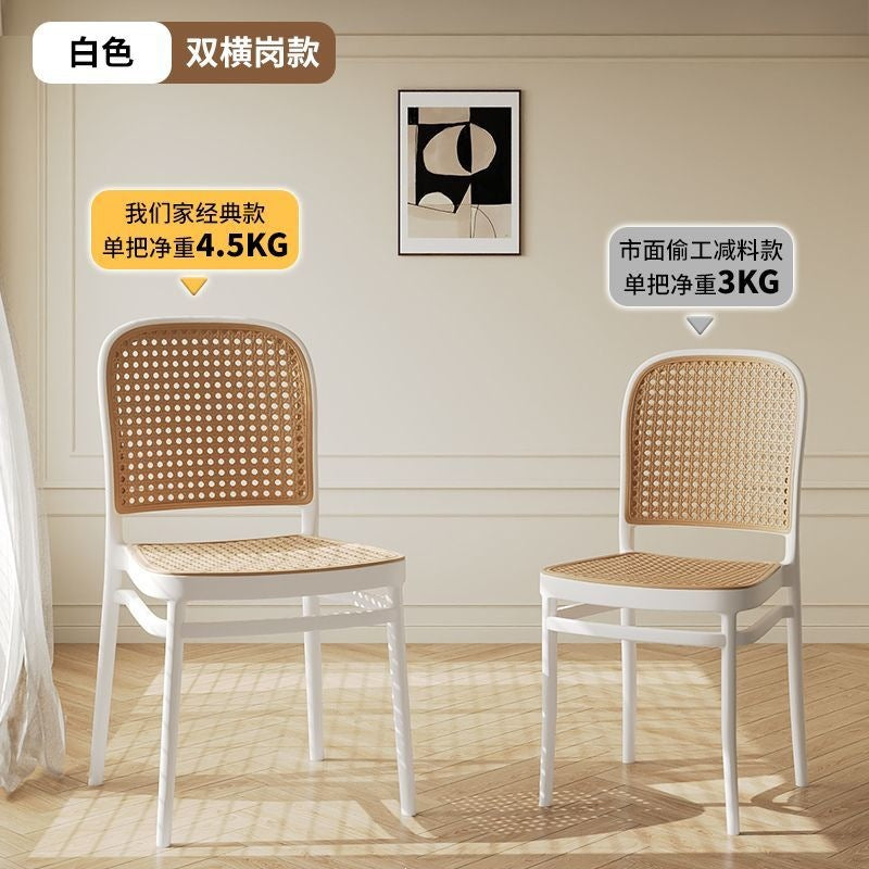 Plastic chair for home dining chair thickened dining table stool back desk chair medieval restaurant commercial stackable rattan