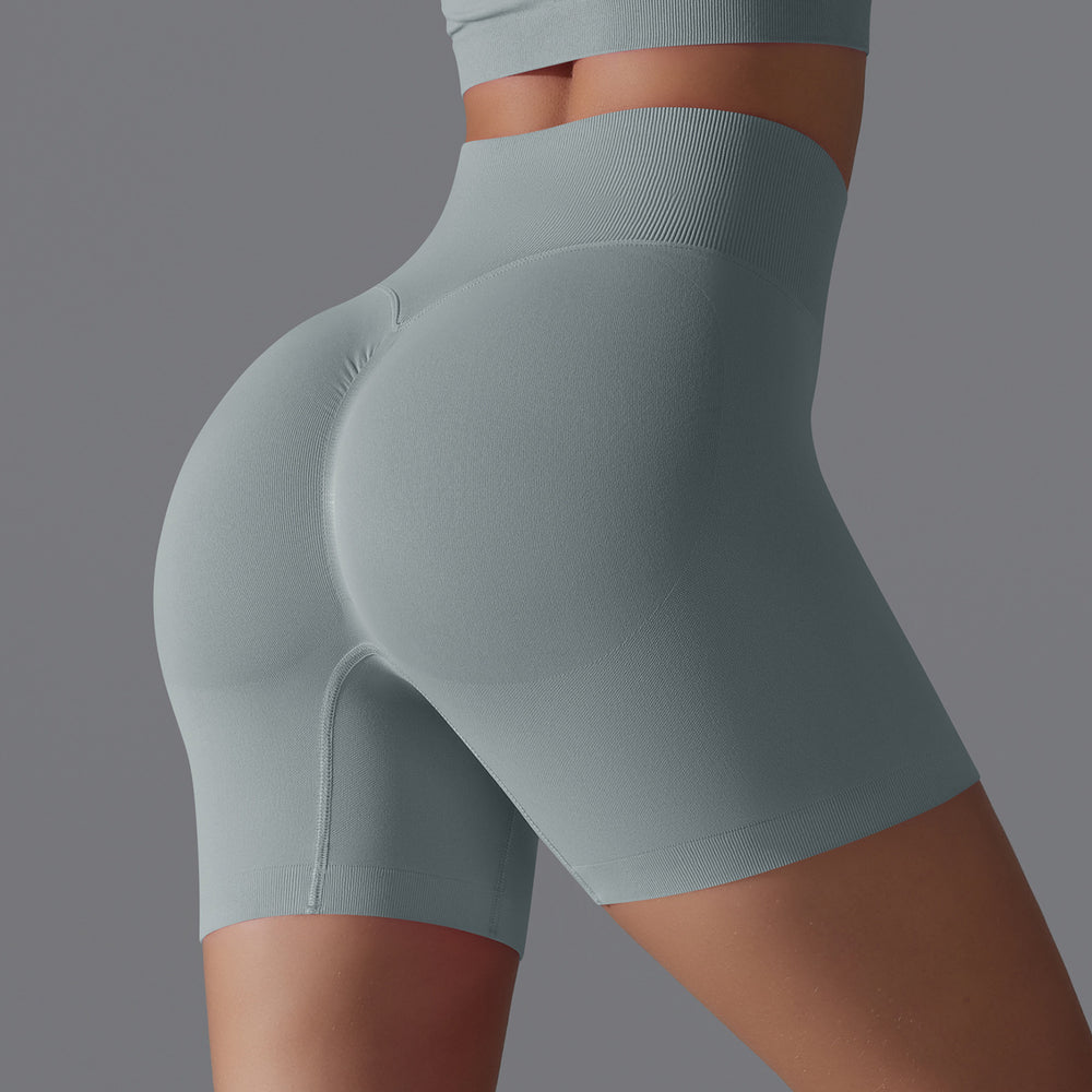 Fashion cross-border seamless pure color yoga shorts tight running fitness yoga clothes high waist butt lift peach sports pants