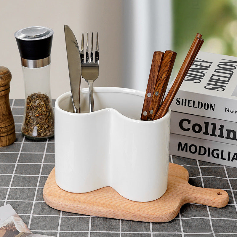 Minimalist pure white pen holder storage ceramic vase kitchen utensil organizer home decor ceramic vase ornament