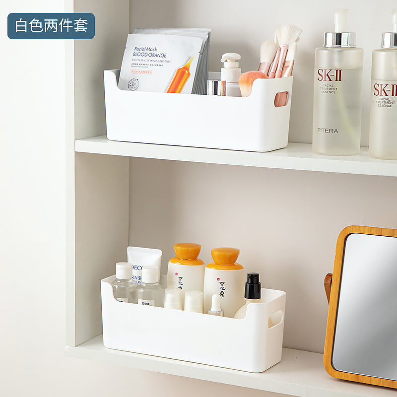 Bathroom, toilet, mirror cabinet, storage box, plastic transparent desktop, makeup brush, cosmetic mask, skin care product storage box.