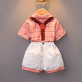 Amazon's new children's clothing brother and sister plaid + shorts suit beach vacation style short-sleeved shorts two-piece set