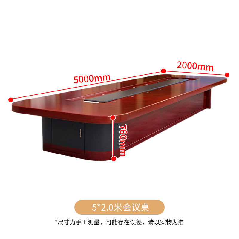 Saint li paint conference table with solid wood veneer, large oval negotiation table and chair set for corporations