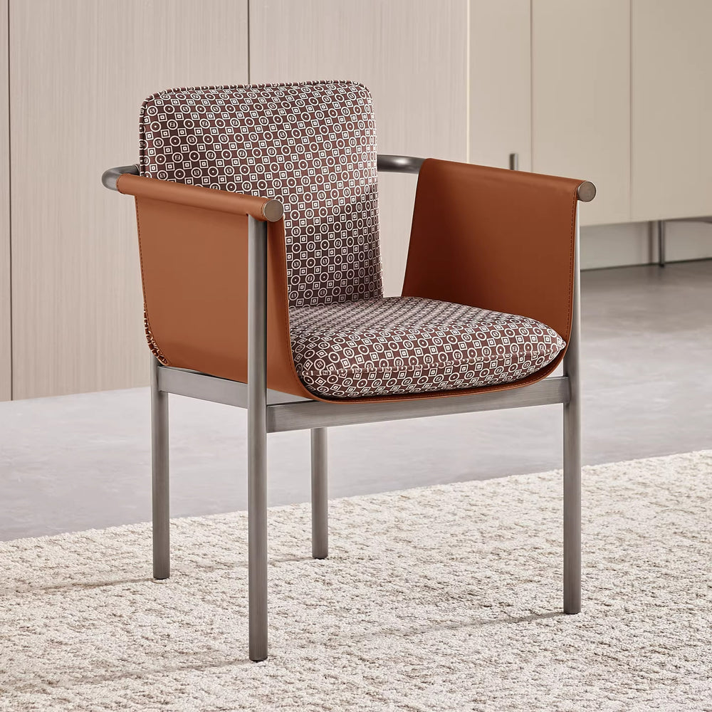 Italian normcore fabric dining chair designer house restaurant saddle leather single chair for home tea room armrest desk chair
