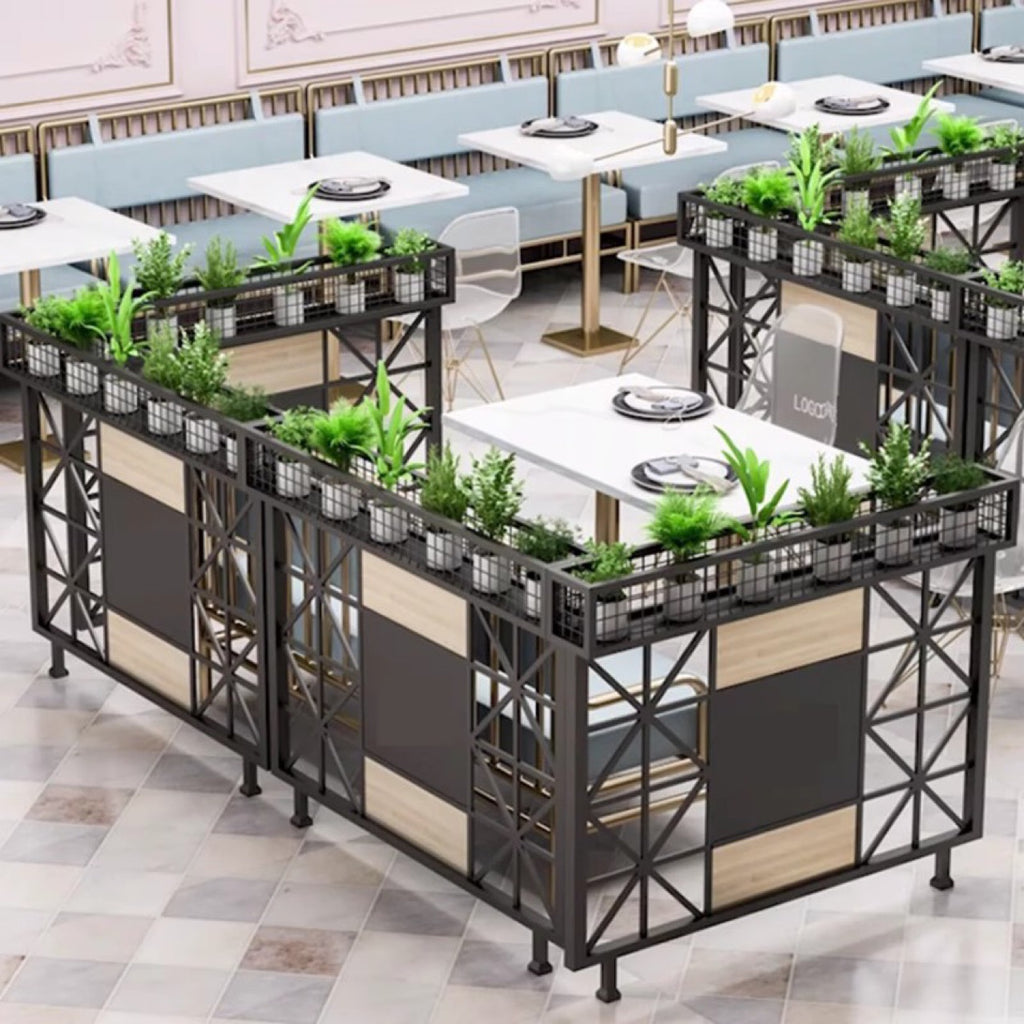 Nordic industrial style wrought iron partition flower stand restaurant aisle decorative screen milk tea shop card seat guardrail green plant fence