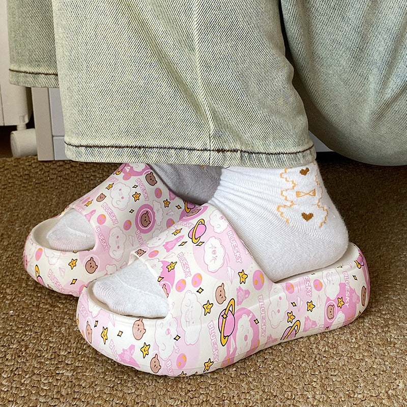 Eva women's summer slippers fashion korean style japanese style hong kong style cool slippers outwear beach stomping thick soleins cool slippers