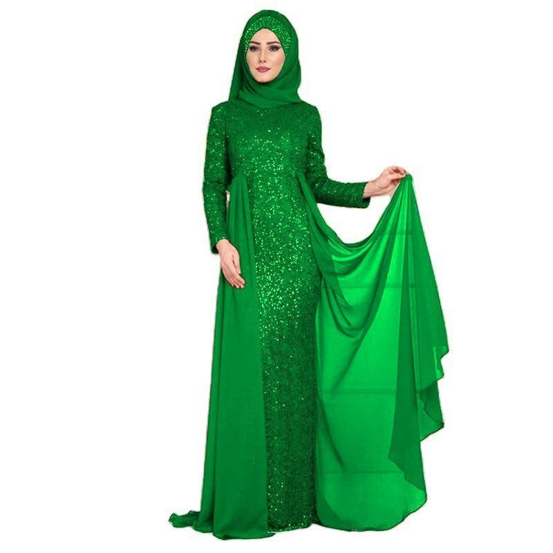 autumn/winter new european and american  sequin dress - women's elegant, sweet, slim-fit long sleeve formal gown