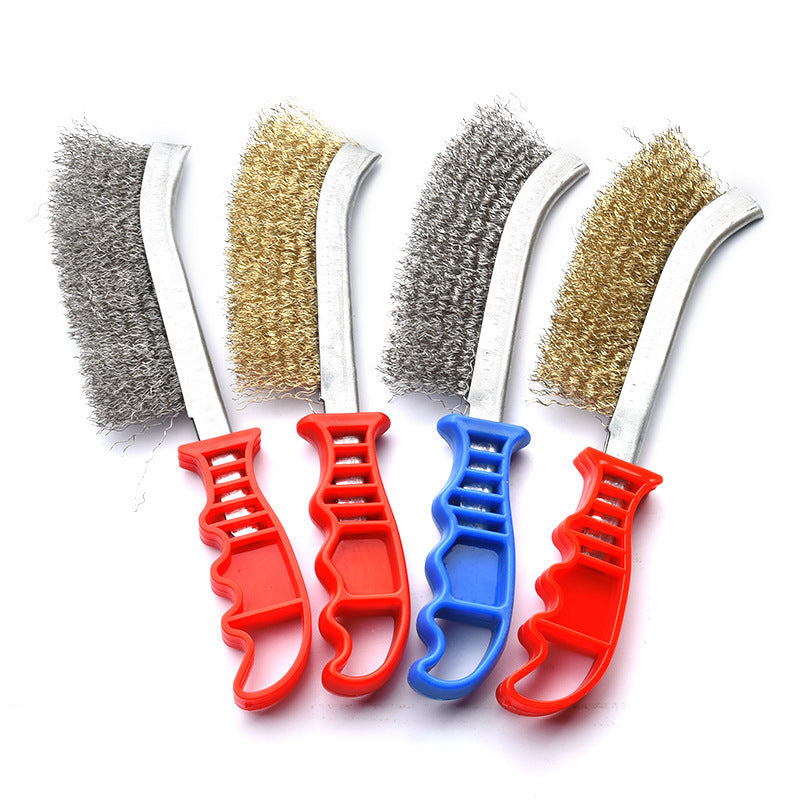 Wire brush knife brush stainless steel wire knife brush copper plated wire brush rust removal gap plastic handle barbecue iron brush cleaning brush