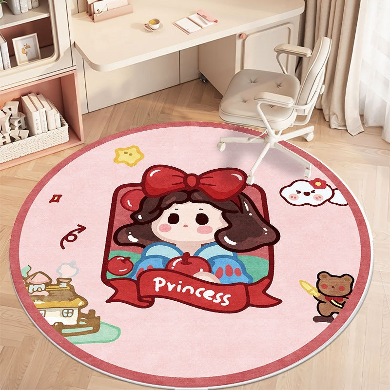 Cute kuromi round rug for living room, computer chair mat for study, foot pad for dressing table in cloakroom, bedside blanket for bedroom