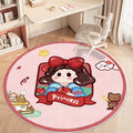 Cute kuromi round rug for living room, computer chair mat for study, foot pad for dressing table in cloakroom, bedside blanket for bedroom